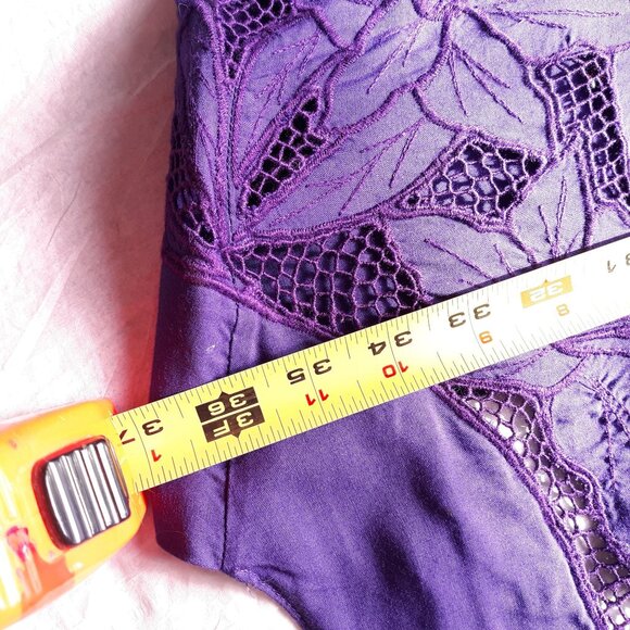 Red Threads Women 1X Purple Kimono 3 Piece Skirt Set Embroidered Vintage NOS - Picture 15 of 16